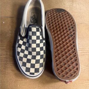 Vans Kids Checkered Slip-On Shoes - Black and White